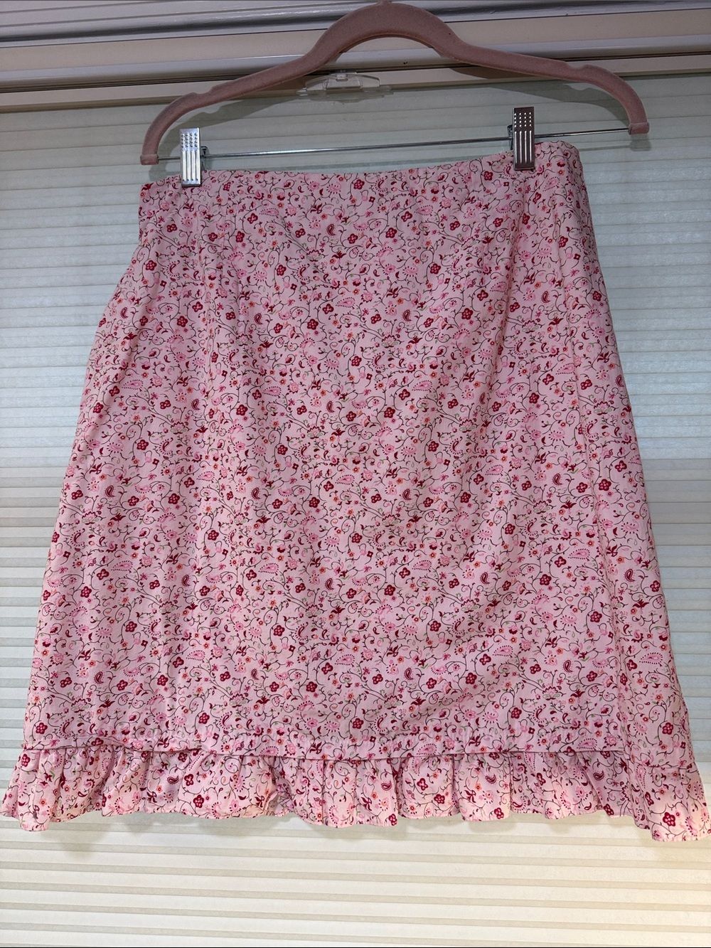 Talbots Pink Floral Mini Skirt with Ruffle Hem